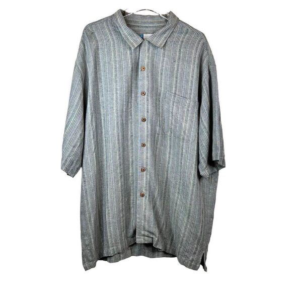 HALF MOON BAY 100% Silk Short Sleeve Button Down Shirt in Sage Men's Size XXL